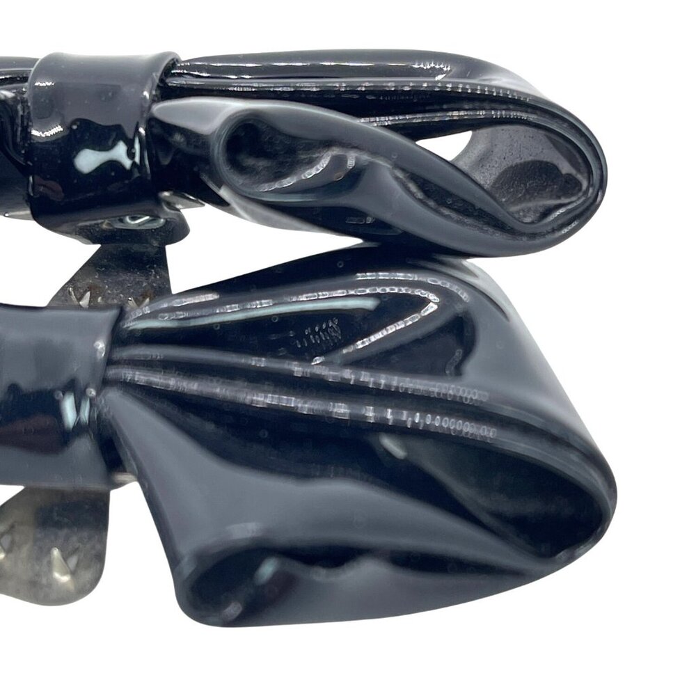 Shoe Clips 2 Black Patent Leather Bow Charm MCM Vintage Classic Design Accessory - Picture 9 of 11